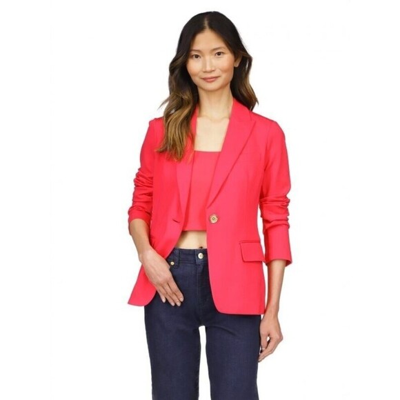 Michael Kors Blazer Women's PL Knit One-Button Stretch Business formal deep pink - Picture 1 of 16